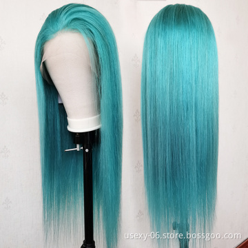 Wholesale Blue Weave and Wigs 100 Human Hair Transparent HD Lace Frontal Wigs Human Hair Lace Front Brazailian Colored Hair Wig